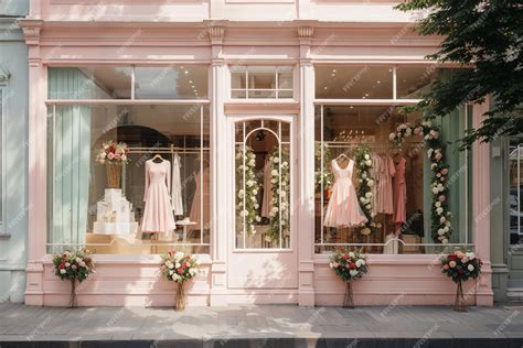 Premium Photo | Chic boutique with elegant floral window display in a ...