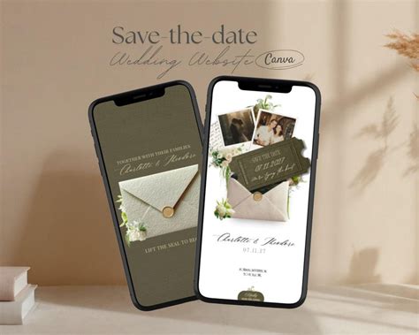 Buy Old Money Save the Date Website Template – Dark Olive Green Canva ...