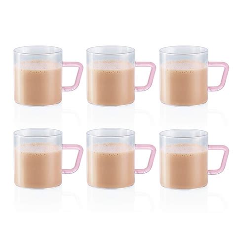 Borosil Vision 6 Pcs Tea n Coffee Borosillicate Glass 190 ml Classic ...