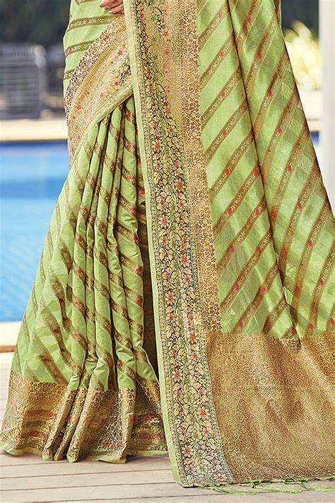 Buy Light Green Organza Saree online-Karagiri