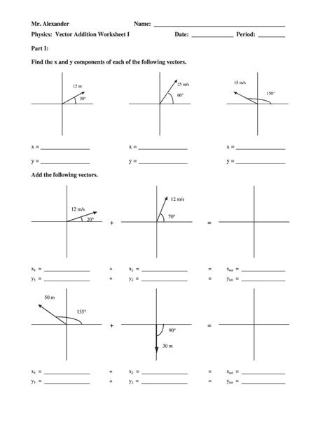 Image result for Addition of Vectors Worksheet