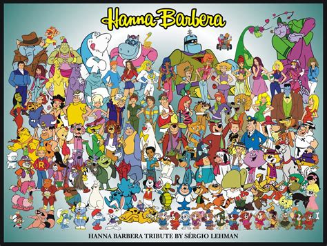 an image of many cartoon characters in the style of hanna's famous tv ...