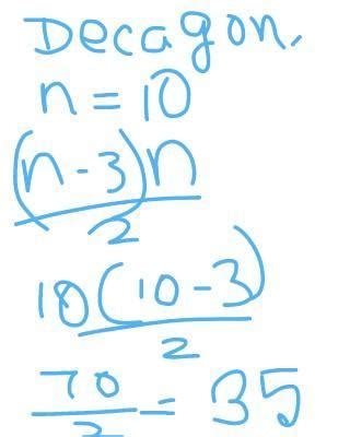 Find the number of diagonals in an Octagon and a Decagon. - Brainly.in