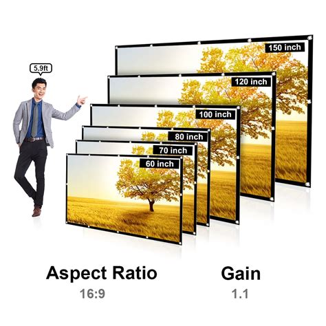150-inch Portable HD Projector Screen 16:9 Projection Screen - 150-inc ...