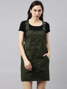 ZHEIA Women Pinafore Green Dress - Buy ZHEIA Women Pinafore Green Dress ...