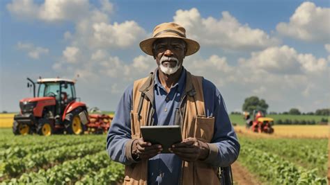 Illustration depicts an elder Black farmer standing confidently in the ...
