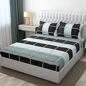 Indulge Homes ' Blue Checks' 100% Ahmedabad Cotton Double Bed BedSheet ...