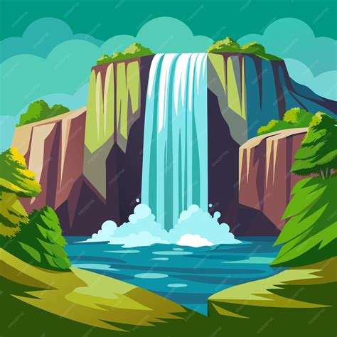 Waterfall clipart vector illustration | Premium AI-generated vector