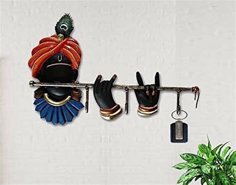 Karigaari India Krishna Playing Diamond Studded Basuri Key Holder for ...