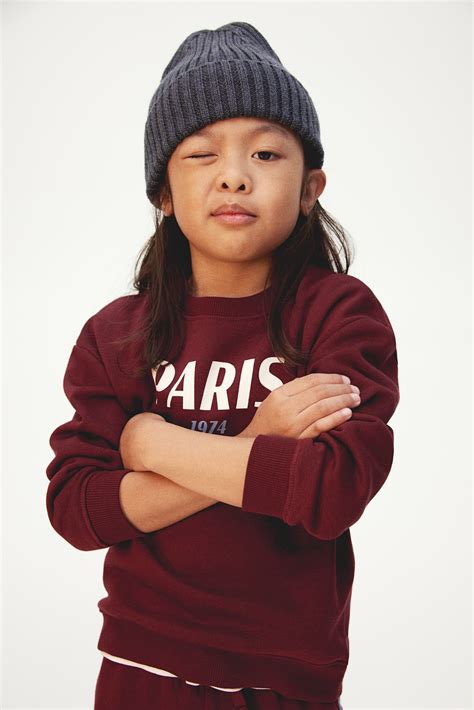 Sweatshirt - Dark red/Paris - Kids | H&M US