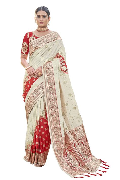 Buy MANOHARI Most Trendy Banarasi Silk Woven Pattern Jacquard Saree For ...