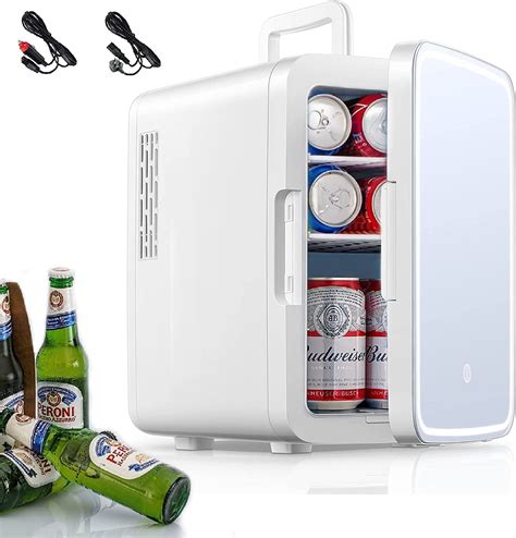 Buy 10 Liter/11 Can Mini Fridge with 3-Mode Led Adjustable & Mirror ...