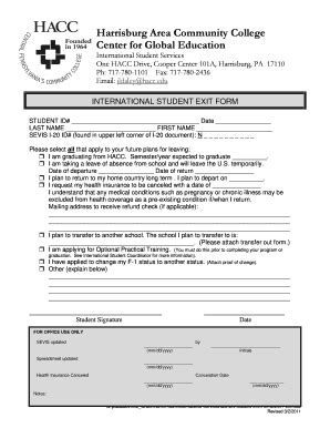 Fillable Online hacc Exit Form - HACC - hacc Fax Email Print - pdfFiller