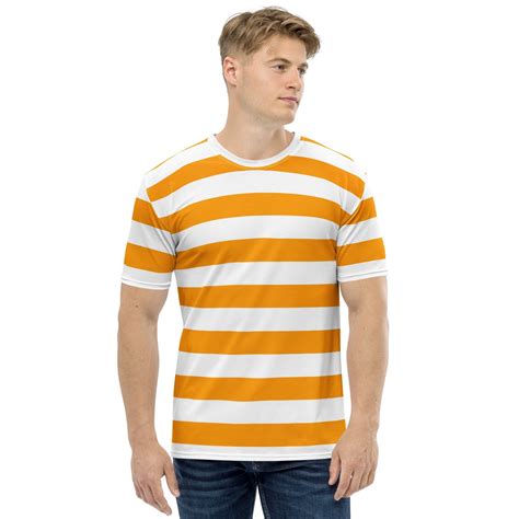 Orange and White Striped Shirt Mens - Etsy