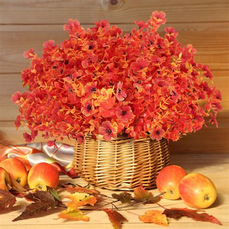 Amazon.com: 12 Bundles Artificial Fall Flowers Outdoor UV Resistant ...