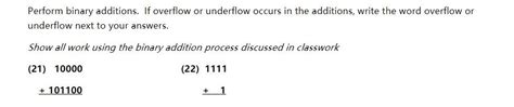 Image result for Overflow Binary Addition
