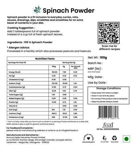 Spinach Powder – kohfoods