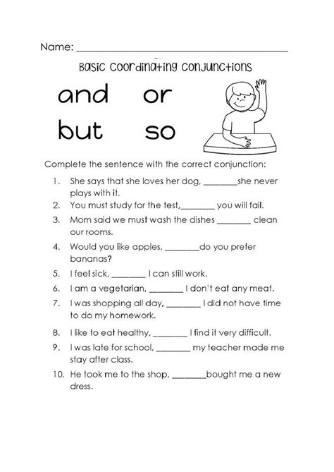 Image result for Conjunctions Worksheet