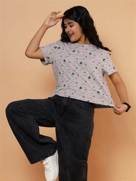 Girls AOP Crop T-shirt-Multi | TeenTrums