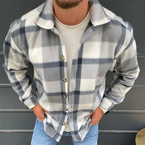 Men's Shirt Flannel Shirt Plaid Shirt Button Up Shirt Overshirt Shacket ...