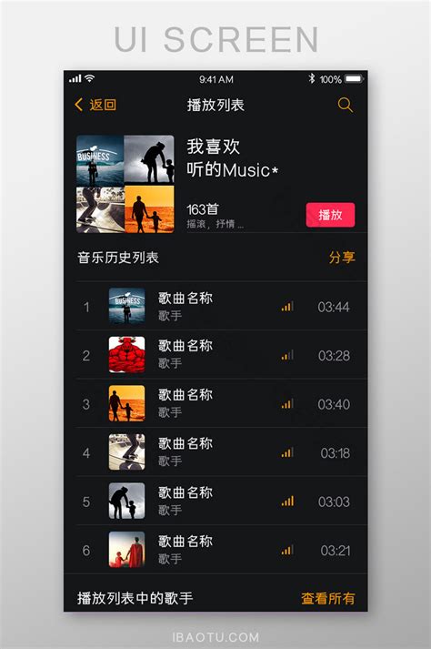 炫酷黑色音乐app播放界面UI矢量图标-包图网
