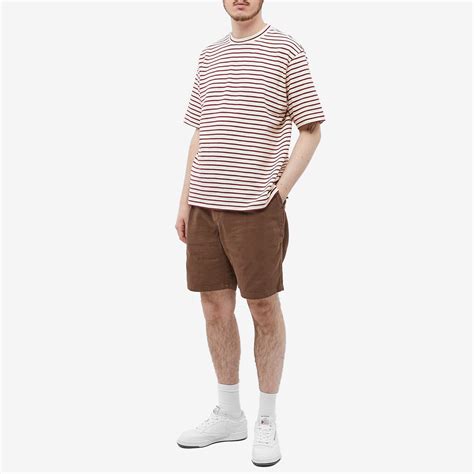 General Admission Striped Slub T-Shirt Natural Burgundy | END. (GB)