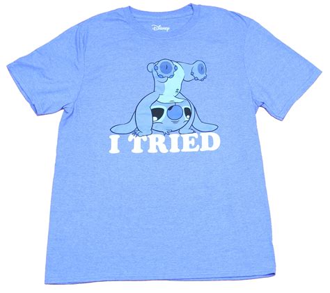 Lilo & Stitch Mens T-Shirt - I Tried Stitch Headstand Image (Large ...