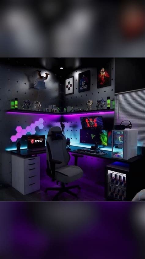Gaming Room Setup Decor Ideas - PC Gaming Setup, Dual Monitor Gaming ...