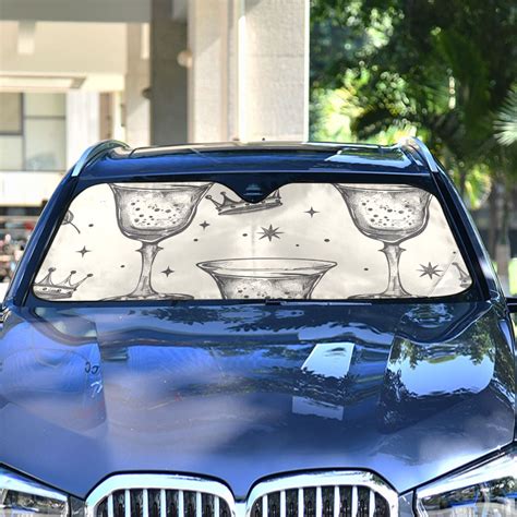 Glasses and Crowns Leaves Automotive Front Car Windshield Sun Shade Reflector Foldable for Front ...