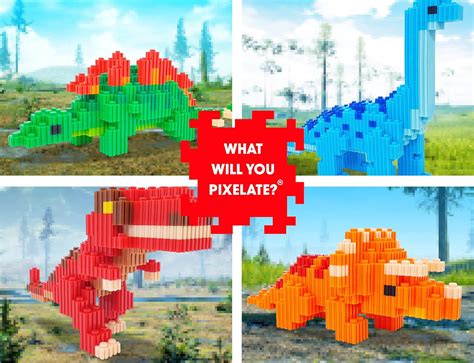 Buy Pix Brix Pixel Art Puzzle Bricks - Dinosaur Series, Triceratops ...