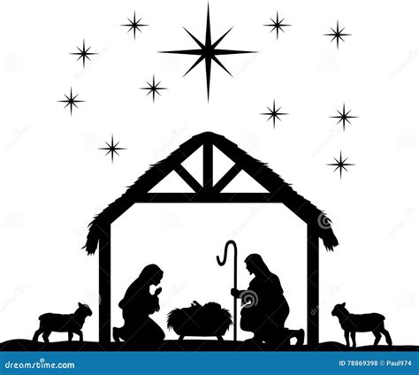 Nativity Scene Silhouette White On Black : We sell cutting and diy ...