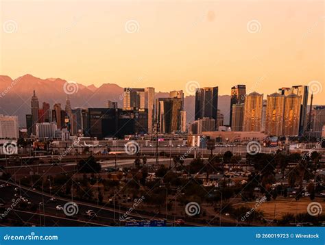 Urban Downtown Cityscape View at Sunset, Las Vegas, USA Editorial Stock ...