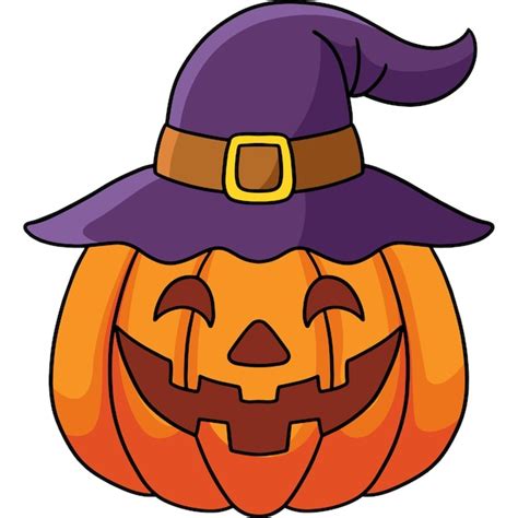 Pumpkin witch halloween cartoon colored clipart | Premium Vector