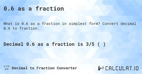 0.6 as a fraction - Calculatio