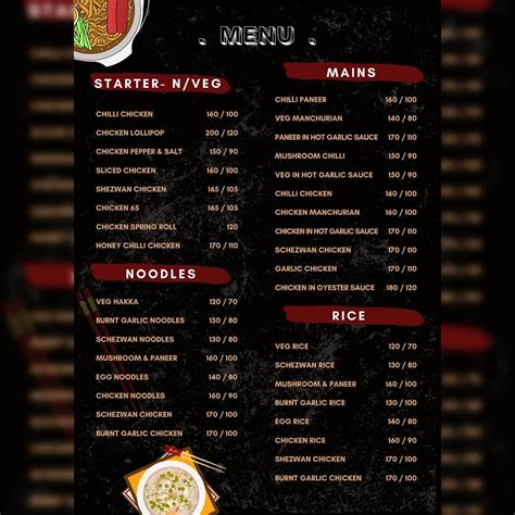 Menu at The Chinese Monk, Jamshedpur