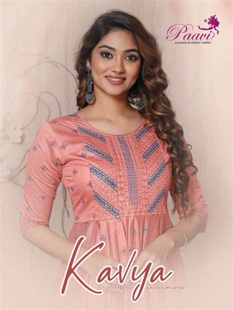 Paavi Kavya Fancy Embroidery Naira Cut Kurti Collection