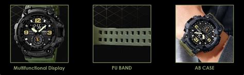 V2A Resin Fighter Analog Digital Sport Watches For Men And Boys (Green ...