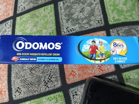 Odomos Non-Sticky Mosquito Repellent Cream With Vitamin E & Almond ...