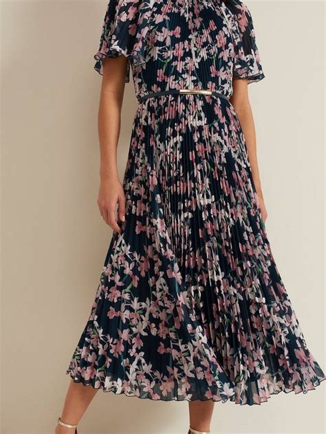 Phase Eight Kathleen Floral Pleated Midi Dress, Multi