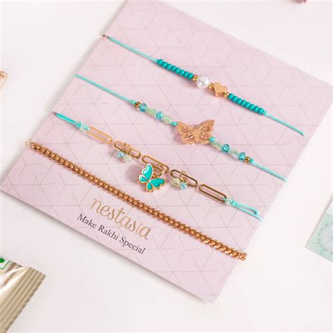 Butterfly Heart Rakhi Hamper Set Of 6 With Box And Card Online ...