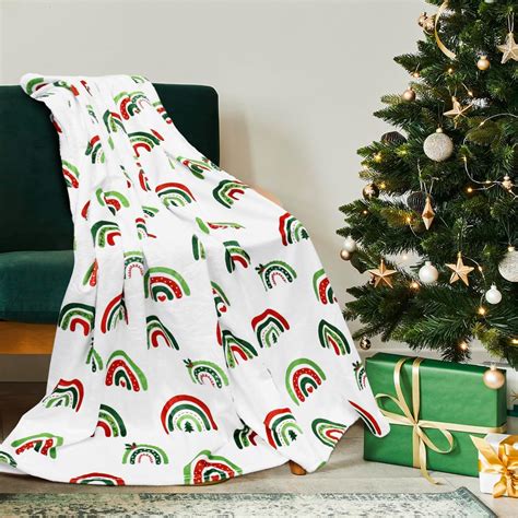 Amazon.com: Vansolinne Christmas Boho Rainbow Throw Blanket Bohemian Decorative Holiday Throw ...