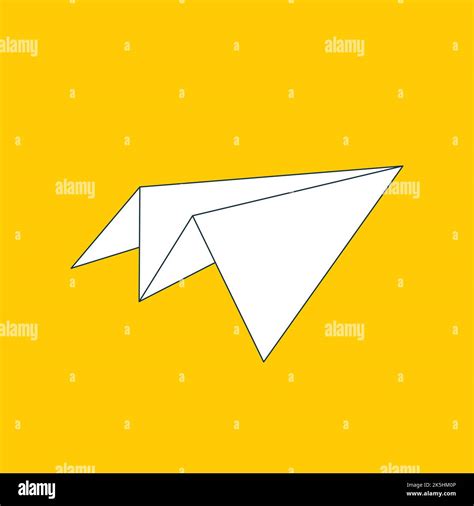 Paper plane flat linear icon isolated on yellow background. Contour ...