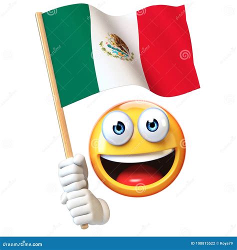 Emoji Holding Mexican Flag, Emoticon Waving National Flag of Mexico 3d ...