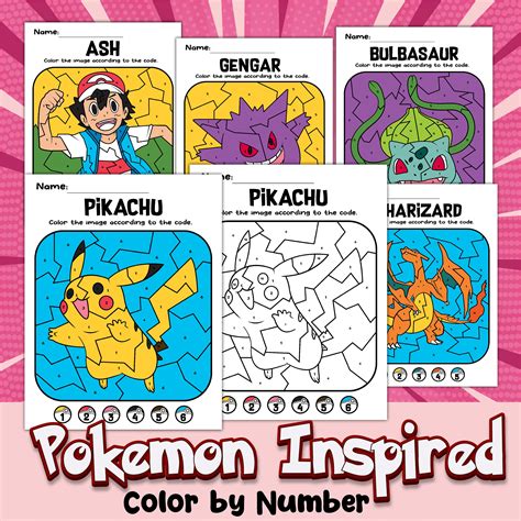 Pokemon Color By Number Printables Print Stand Glass Coloring Pages