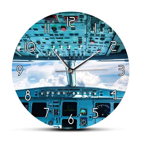 Buy Plane Cockpit Print Wall Art Decorative Wall Clock Airplane ...