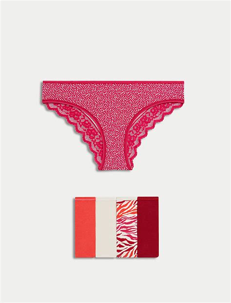 Buy 5pk Cotton Rich Printed Brazilian Knickers at Marks & Spencer