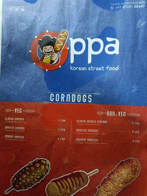 Menu at Oppa Korean Street Food, Mumbai