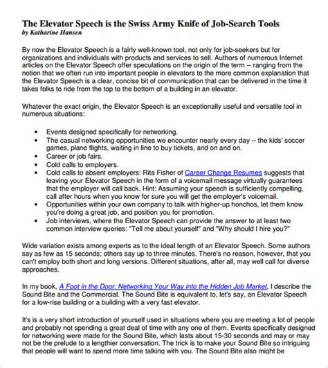 Image result for Elevator Speech Examples