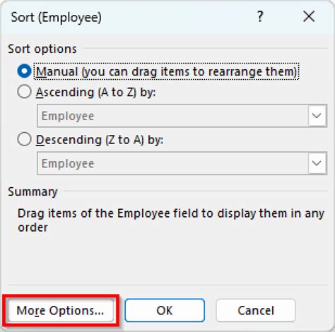 Image result for Manually Sorting a Pivot Table