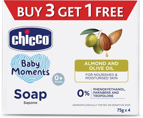 Chicco Baby Moments Bathing Soap for Babies with Almond & Olive Oil ...